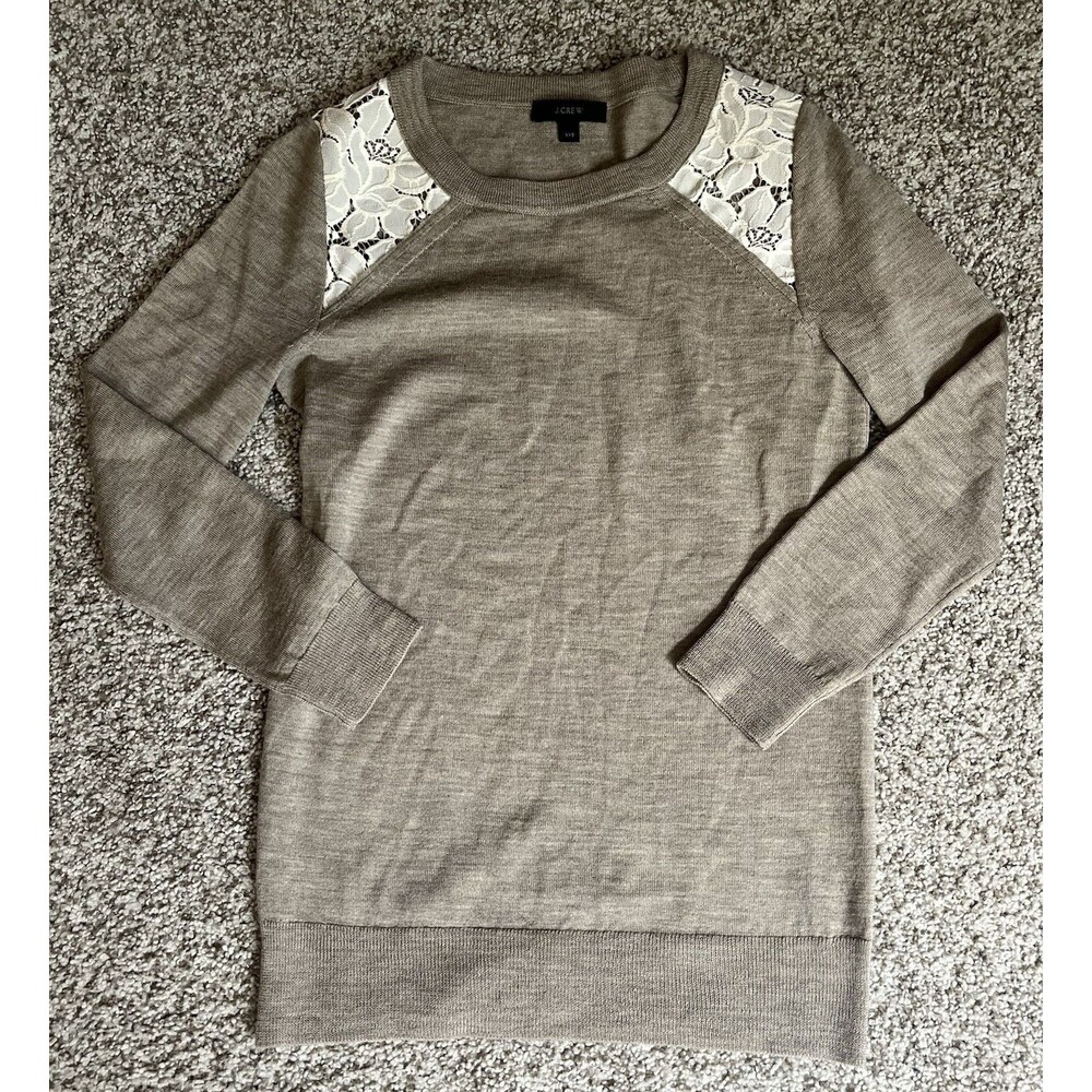 Women's J.Crew Lightweight Tab Sweater With Lace Detail, Size XXS